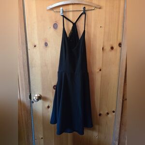 🖤 NWT Speechless Black Skater Dress w/ Halter Lace Back – Size Large